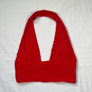 modern super cropped halter top with detailing